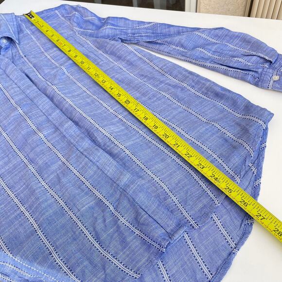 Lucky Brand Women's Button Down Shirt Stretch Striped Button Fly Blue Size M - Picture 8 of 10